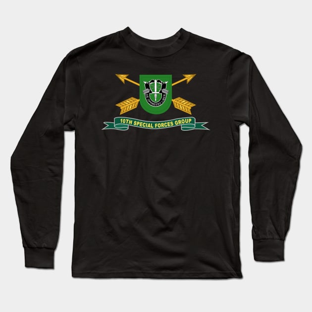 10th Special Forces Group - Flash w Br - Ribbon X 300 Long Sleeve T-Shirt by twix123844